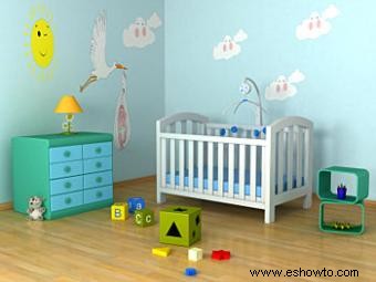 Calcomanías de pared para habitaciones de bebés:tipos y opciones de compra