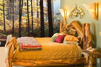 Ideas de diseño de dormitorio con temática forestal