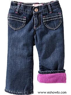 Jeans con forro de franela para niña