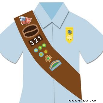 Colocación de la insignia de Girl Scouts