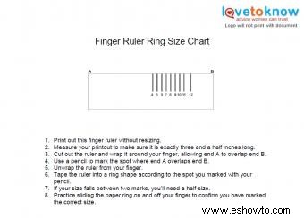 Tabla imprimible de tallas de anillos