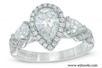 Guía de anillos de compromiso de diamantes en forma de pera