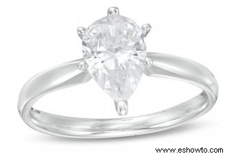 Guía de anillos de compromiso de diamantes en forma de pera