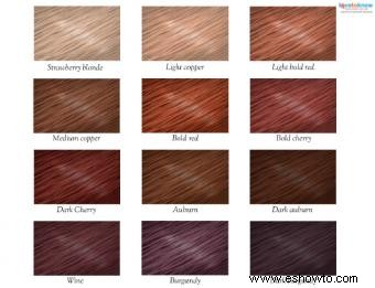 Carta de color de cabello rojo:Tonos vibrantes para inspirar