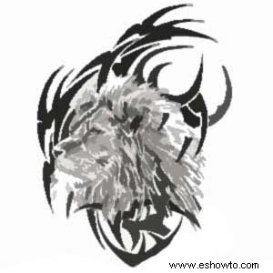 Tatuaje de león tribal