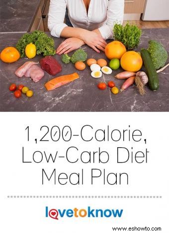 Plan de alimentación dietético bajo en carbohidratos y 1200 calorías