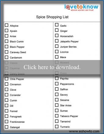 Lista de 40 especias