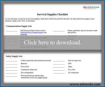 Lista de suministros de supervivencia