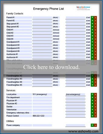 Lista de teléfonos de emergencia imprimible