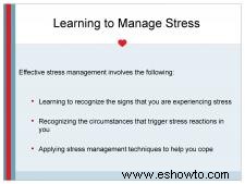 Presentación de PowerPoint sobre el manejo del estrés