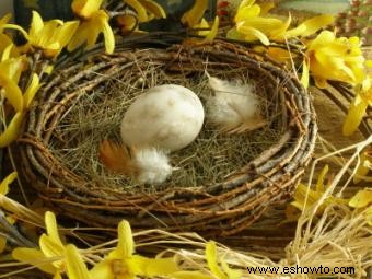 Nidos de pájaros artesanales florales