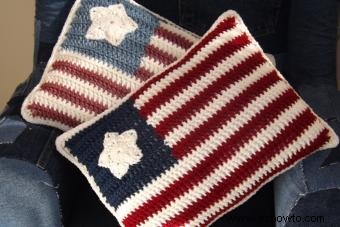 Patrón de almohada de bandera de ganchillo gratis