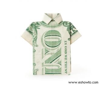 Camisa con diseño de billete de dólar de origami