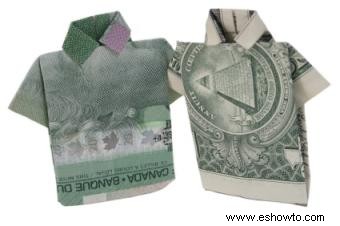 Camisa de dinero de origami con corbata
