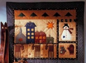 Patrón de Tapiz Navideño Acolchado en Estilo Arte Popular para Colgar en la Pared