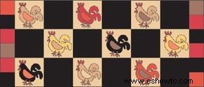 Patrón de camino de mesa acolchado de gallo 