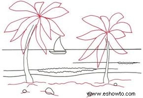 Cómo dibujar una escena de playa tropical en 5 pasos 