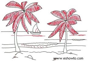 Cómo dibujar una escena de playa tropical en 5 pasos 