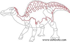 Cómo dibujar Ouranosaurus en 7 pasos 