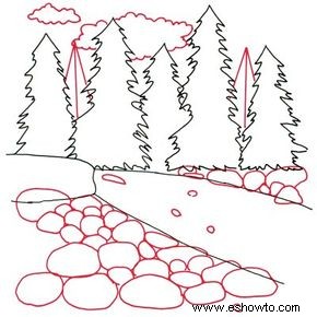 Cómo dibujar un arroyo de montaña en 5 pasos 