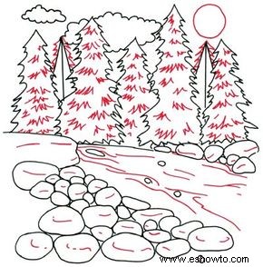 Cómo dibujar un arroyo de montaña en 5 pasos 