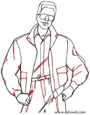 Cómo dibujar un hombre con una chaqueta bomber en 5 pasos 