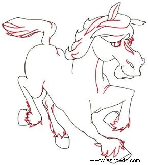 Cómo dibujar un caballo Clydesdale de dibujos animados en 5 pasos 