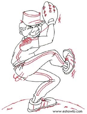 Cómo dibujar una caricatura de viento de un lanzador de béisbol en 5 pasos 