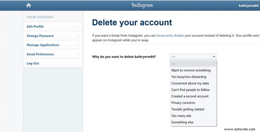 Cómo eliminar una cuenta de Instagram 
