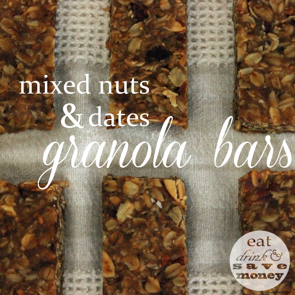 Barras de granola mixtas de frutos secos y dátiles 