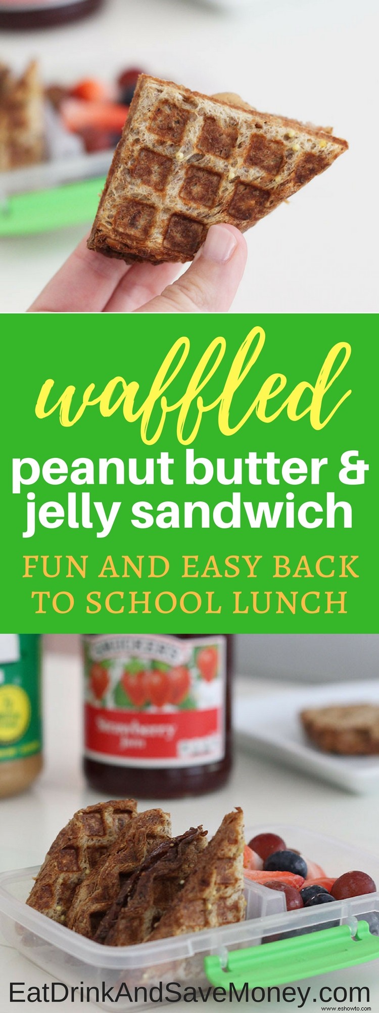 Un nuevo giro en PB&J:Sándwiches waffles de mantequilla de maní y mermelada 