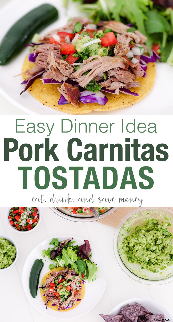 Idea fácil para cenar:receta de tostadas de carnitas de cerdo 