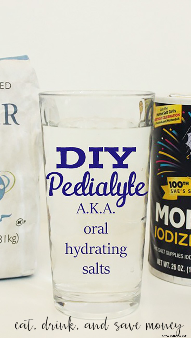 Receta casera de Pedialyte (sales de rehidratación oral) 