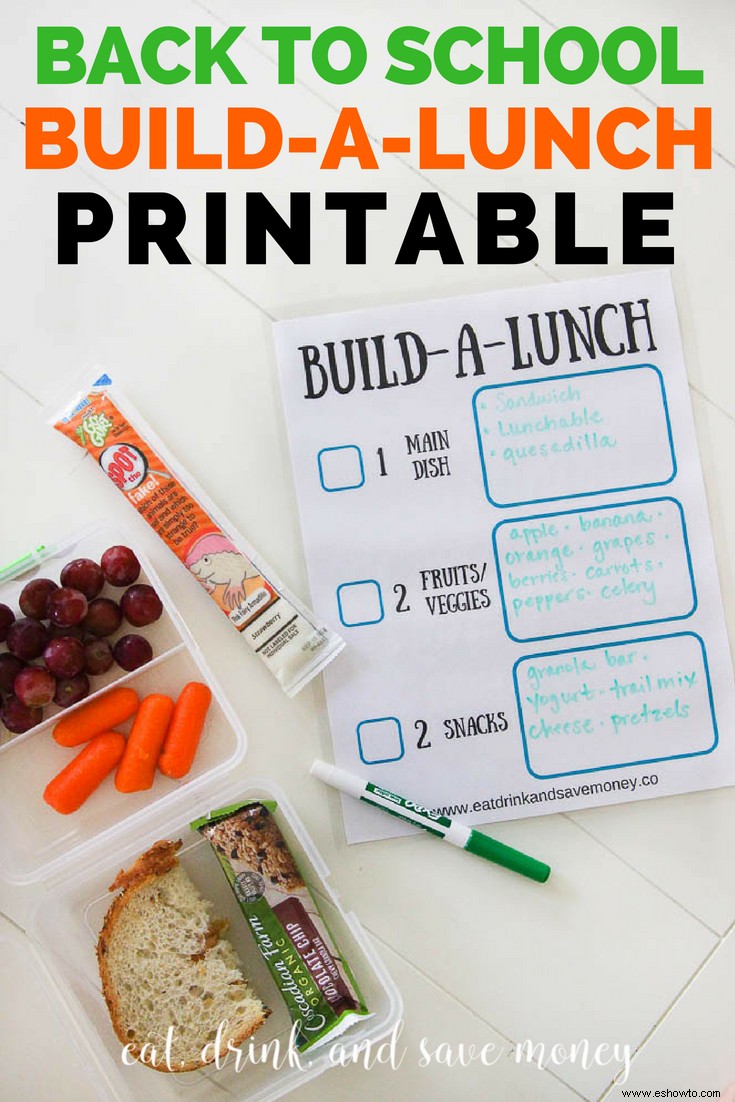 22 ideas fáciles para el almuerzo de jardín de infantes + Build-a-Lunch imprimible 