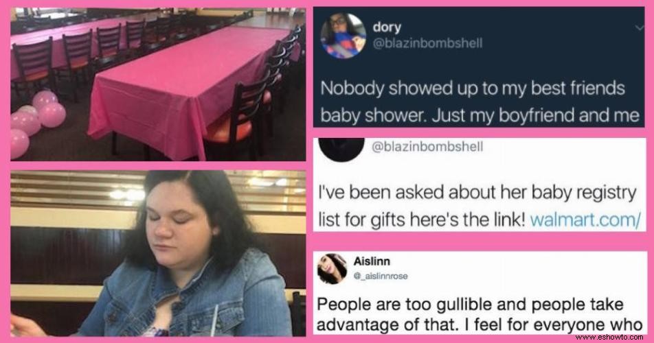 La mujer que fingió un baby shower vacío no se disculpa de manera molesta 