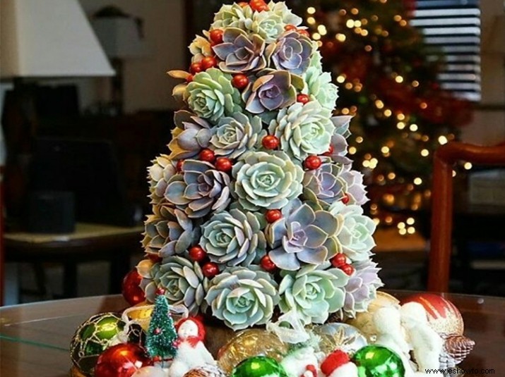 Cómo hacer un hermoso mini árbol de Navidad suculento de bricolaje 