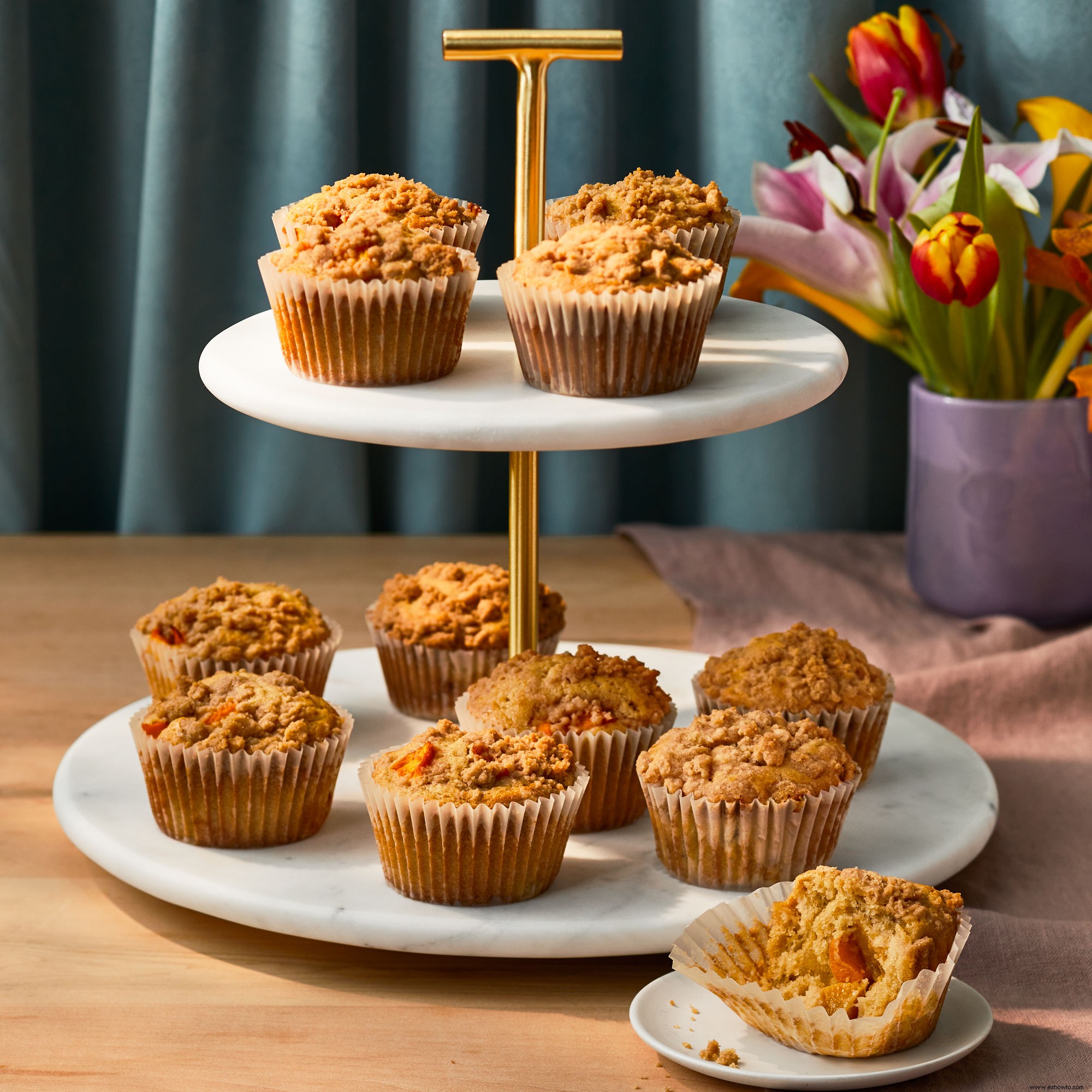 Muffins Streusel De Jengibre Y Melocotón 