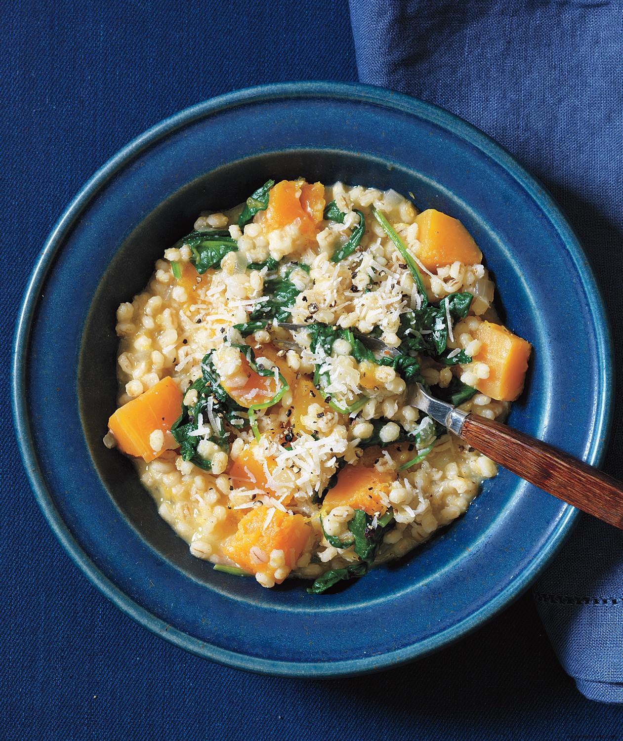 Risotto de cebada al horno con calabaza moscada 