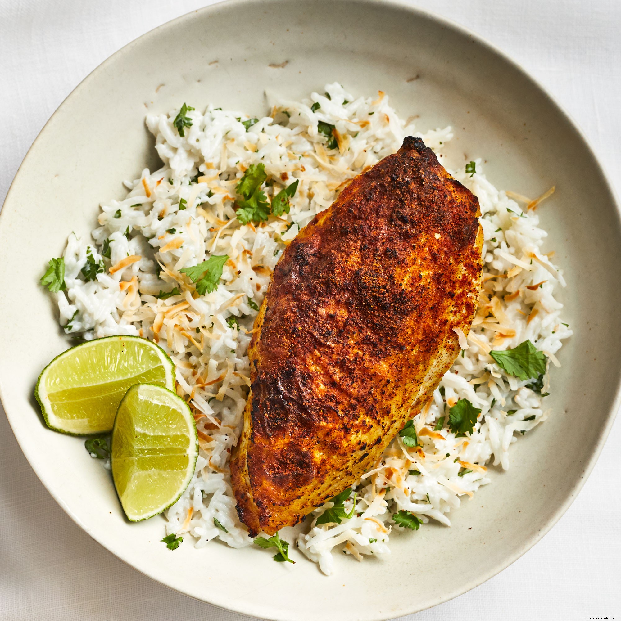 Pollo especiado al tandoori con arroz con coco 