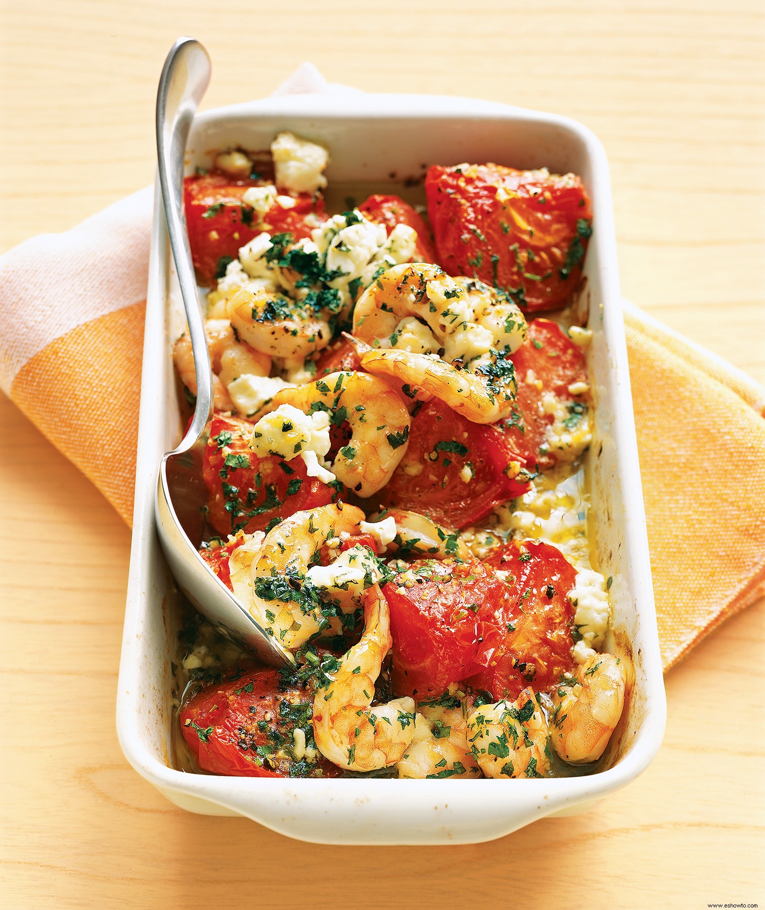 Tomates Asados ​​Con Camarones Y Queso Feta 