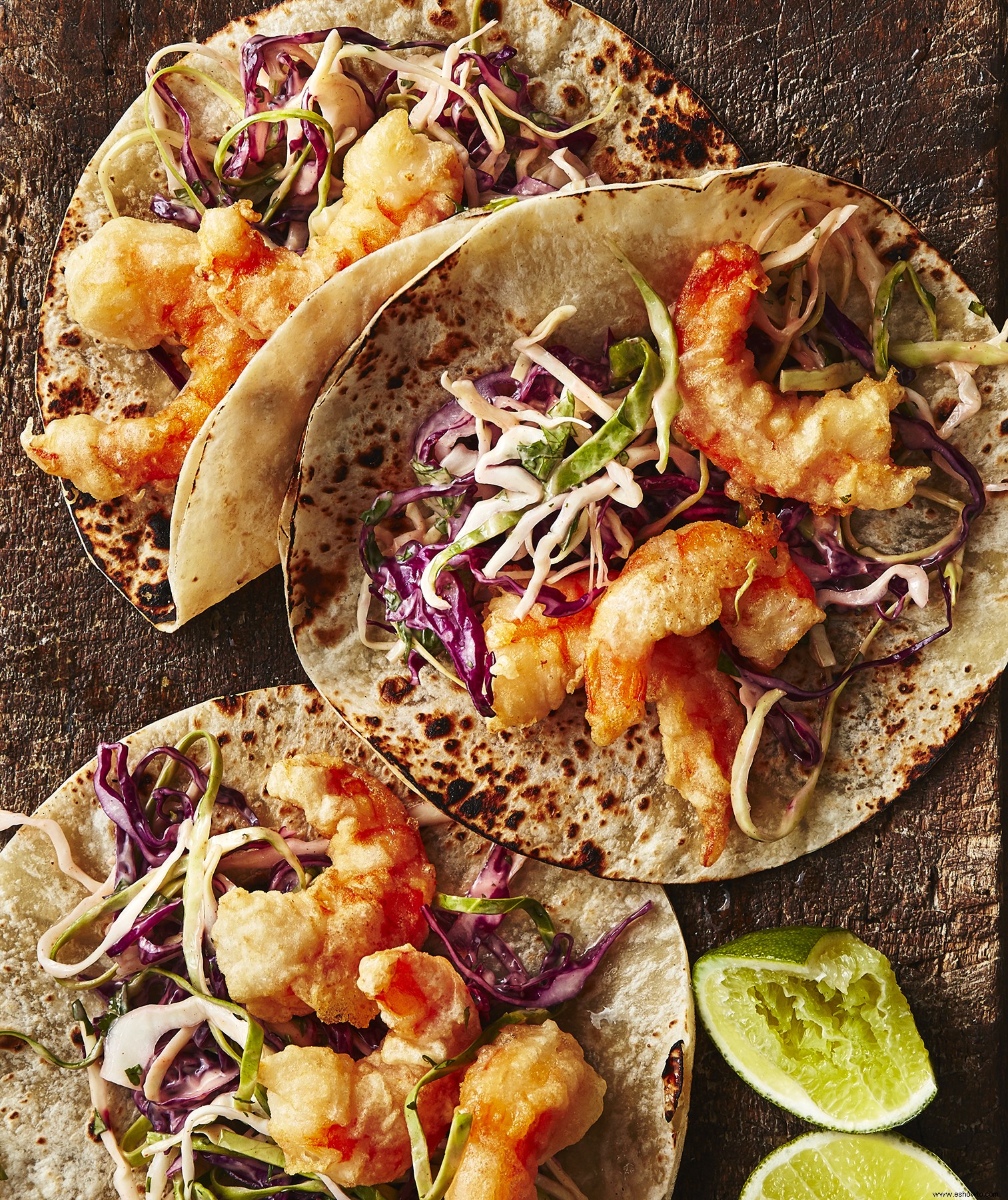 Tacos De Camarones De Baja Con Ensalada Cremosa 