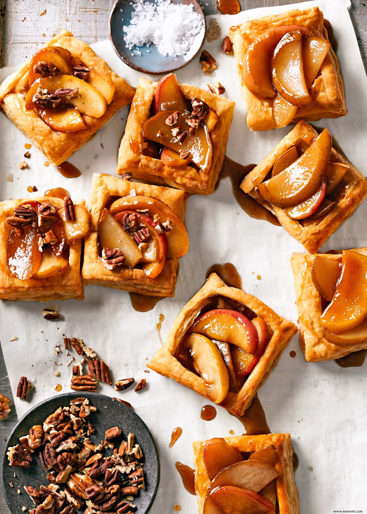 Mini tartaletas de pera y manzana asada 