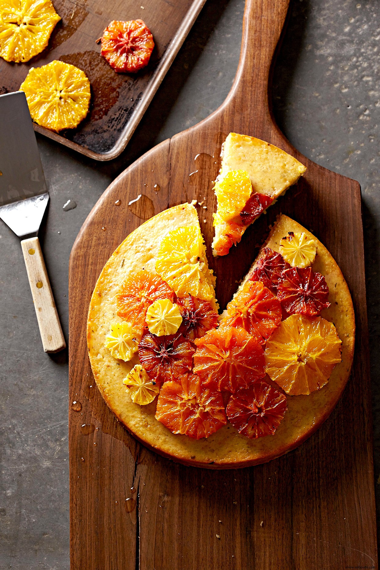 Pastel de aceite de oliva con cítricos asados 