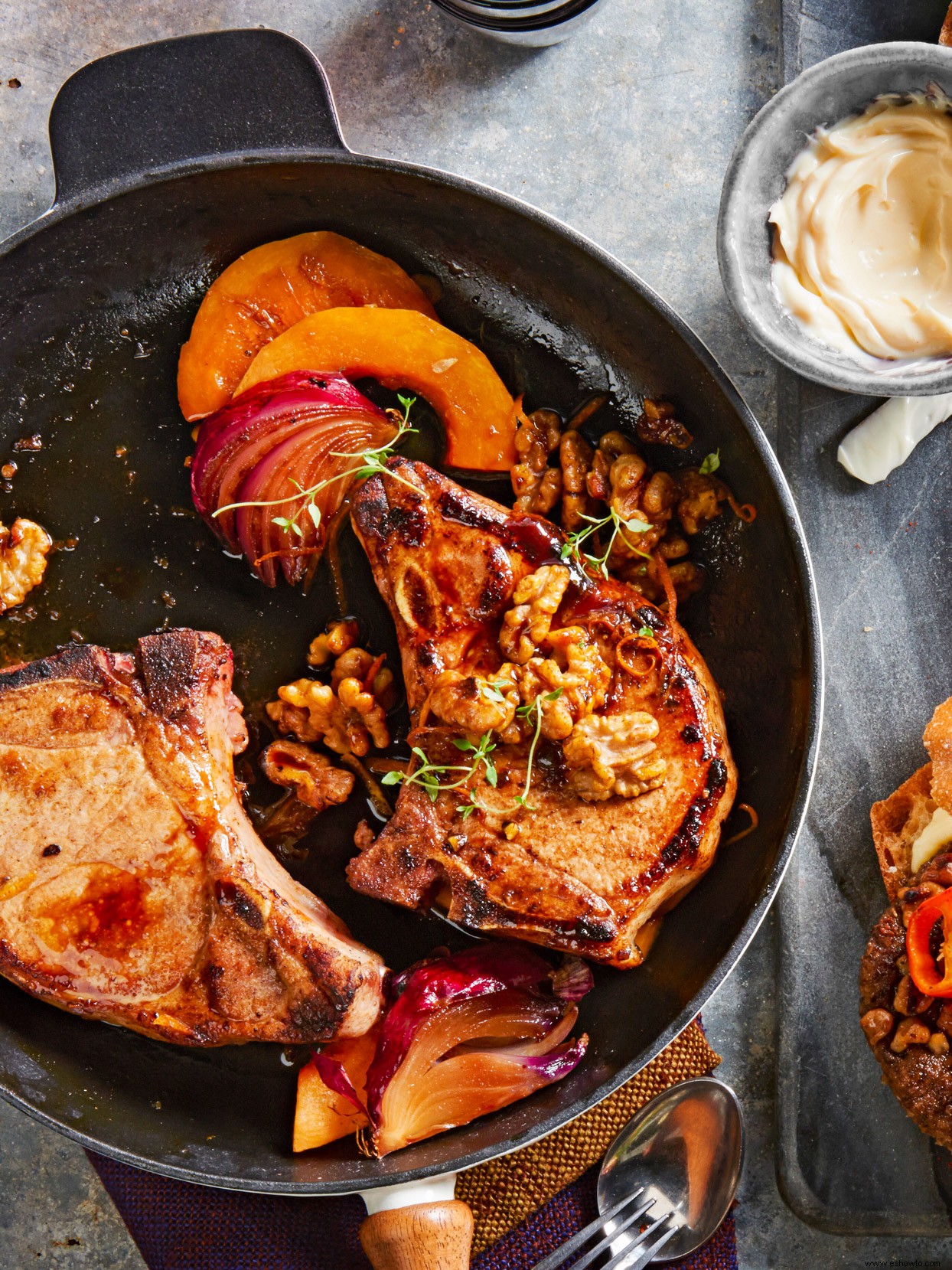 Chuletas De Cerdo Al Jengibre Con Nueces Al Curry 