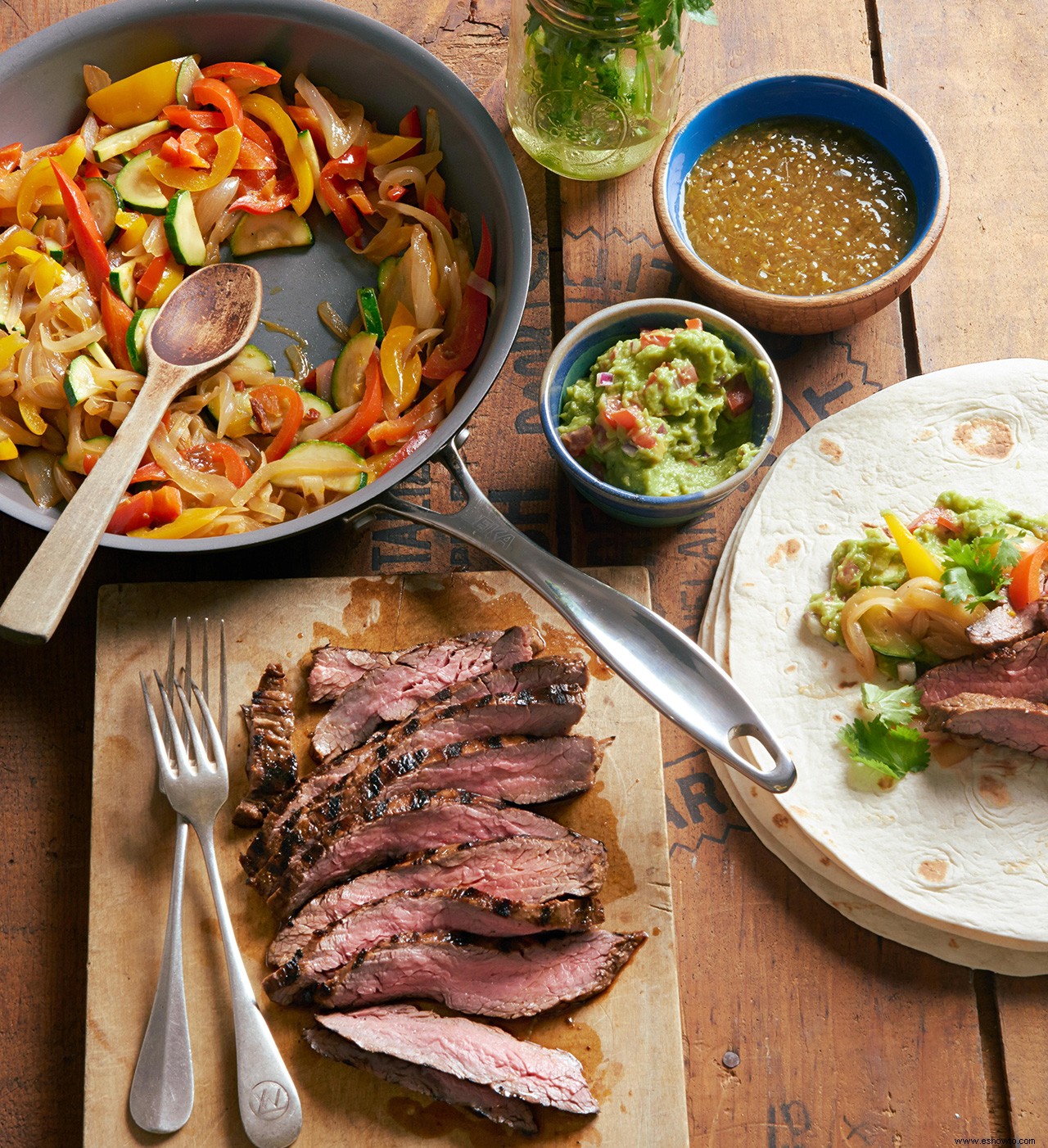 Burritos de fajita de filete de flanco 