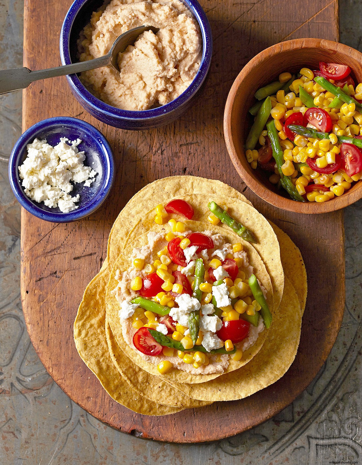 Tostadas De Verduras Con Puré De Coliflor 