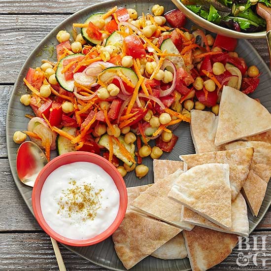 Plato Pequeño Ensalada De Garbanzos Con Pan Pita 