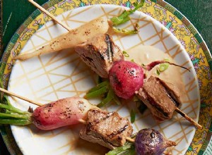 Brochetas De Cerdo Y Rábano A La Parrilla Con Jengibre 