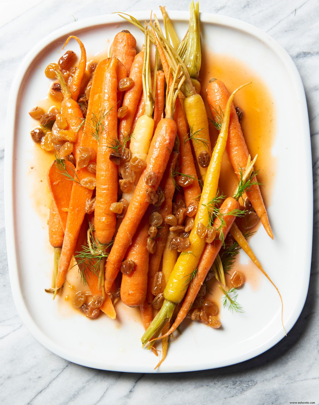 Zanahorias estofadas con naranja y pasas 