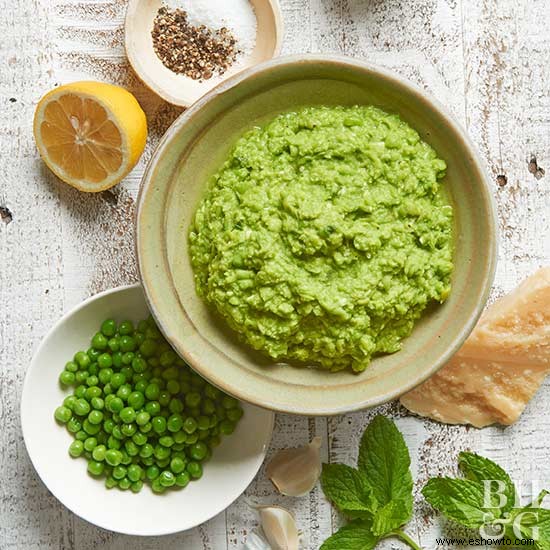 Pesto de guisantes y menta 